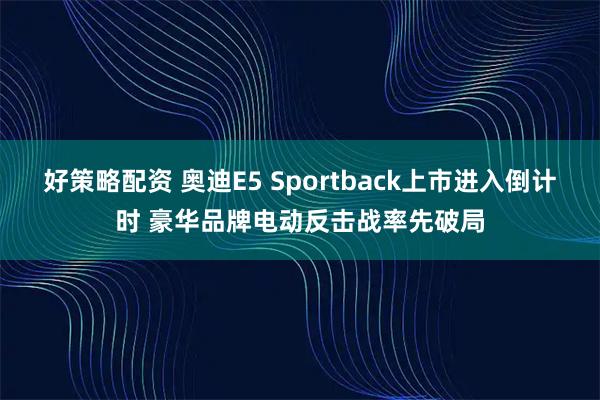 好策略配资 奥迪E5 Sportback上市进入倒计时 豪华品牌电动反击战率先破局