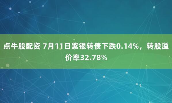 点牛股配资 7月11日紫银转债下跌0.14%，转股溢价率32.78%